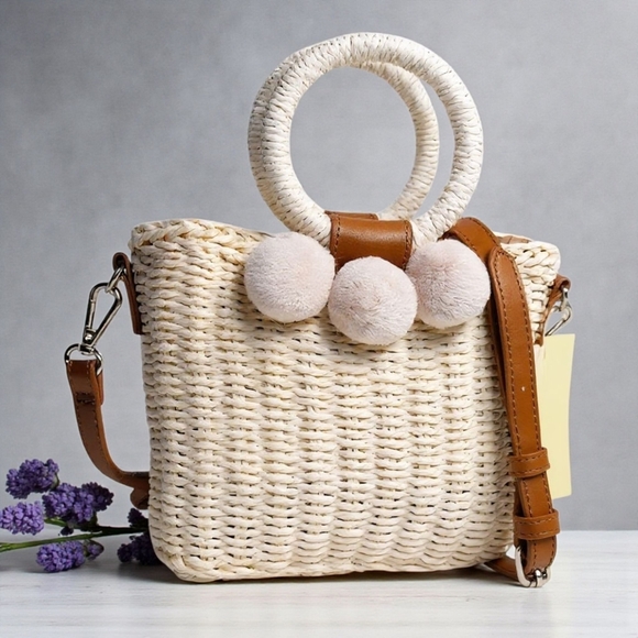 Chic Pom-Pom Straw Bucket Bag – Your Year-Round Trendy In-Style Companion 🌸 - Picture 13 of 13